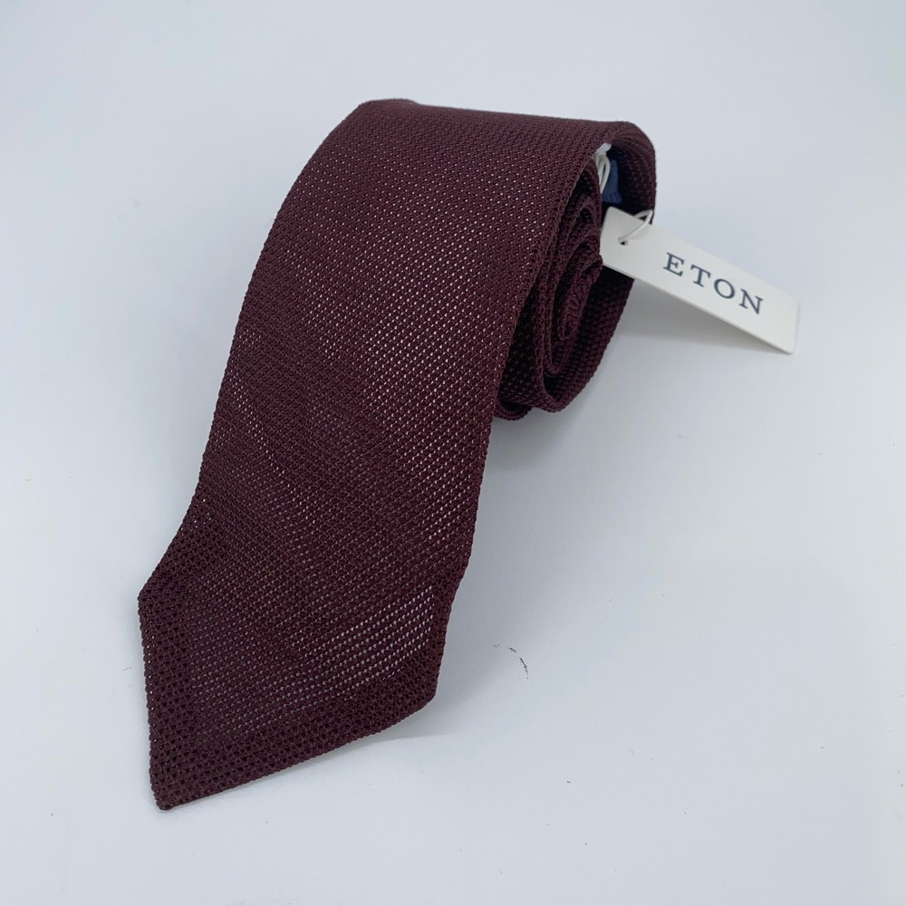 Eton Tie Men One Size Brown Silk Professional Classic Fit Necktie Italy Made NWT